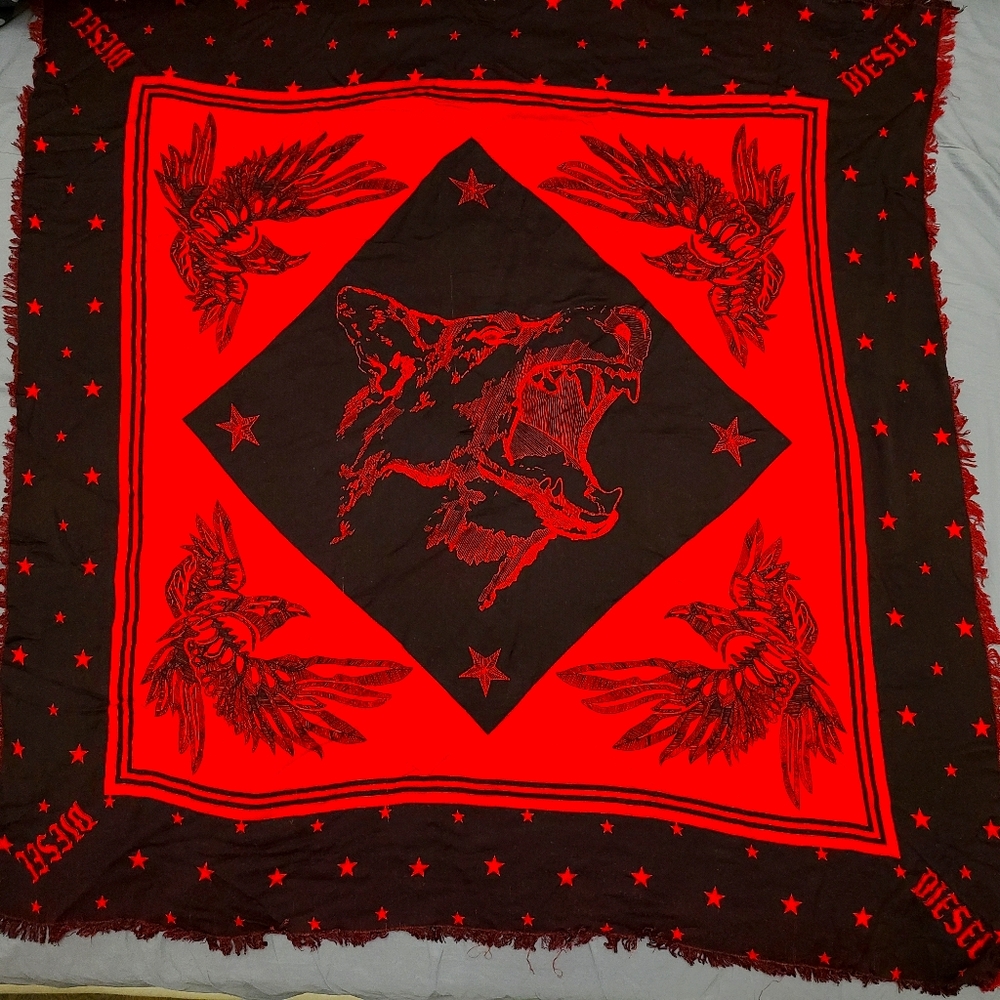 DIESEL red and black scarf